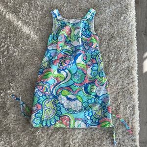 Lilly Pulitzer Delia Shift Dress Multi Conch Republic Print 100% Cotton Size 4